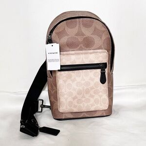 Coach West Pack sling signature canvas backpack bag NWT